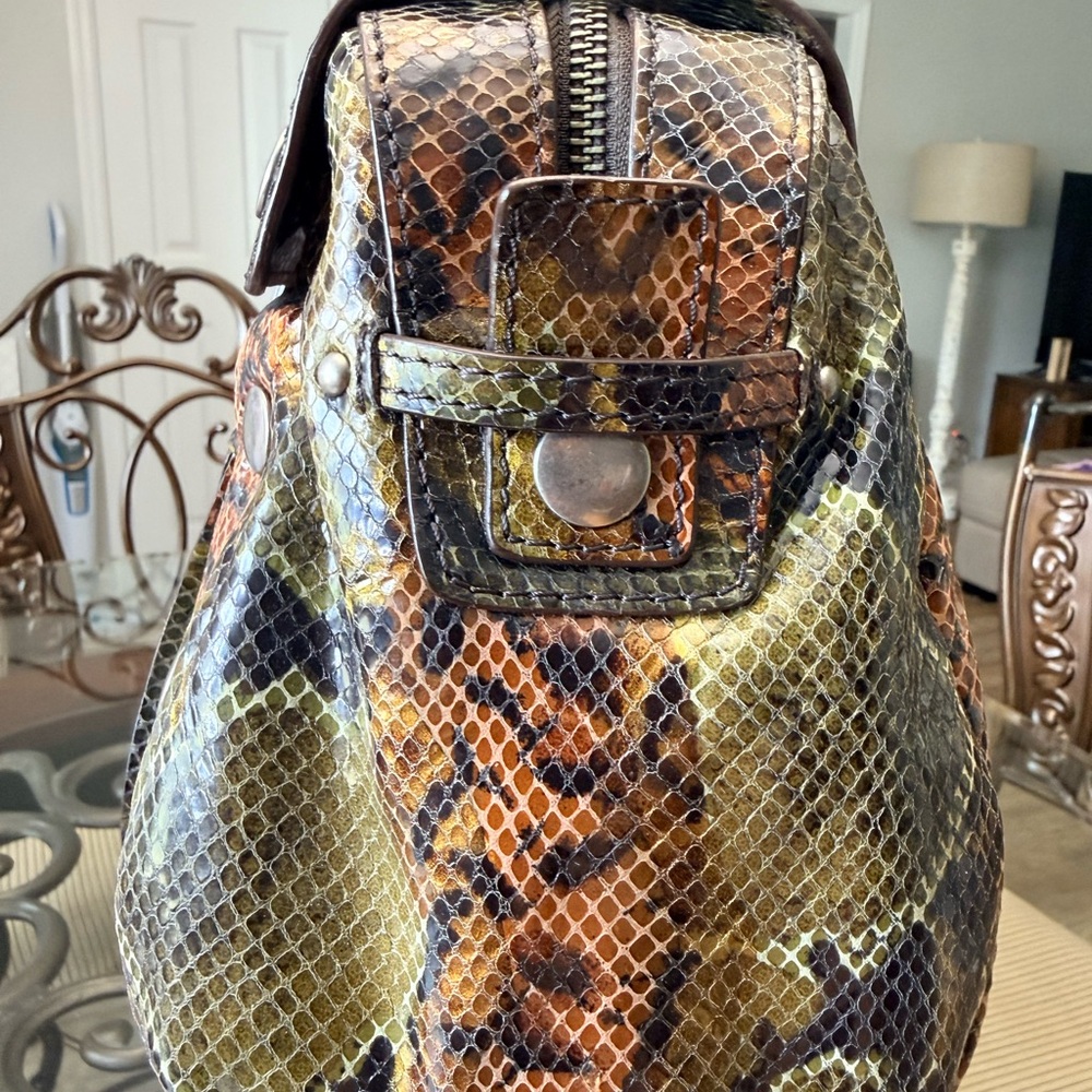 Botkier Olive Brown Snake-Embossed Satchel - Picture 6 of 8